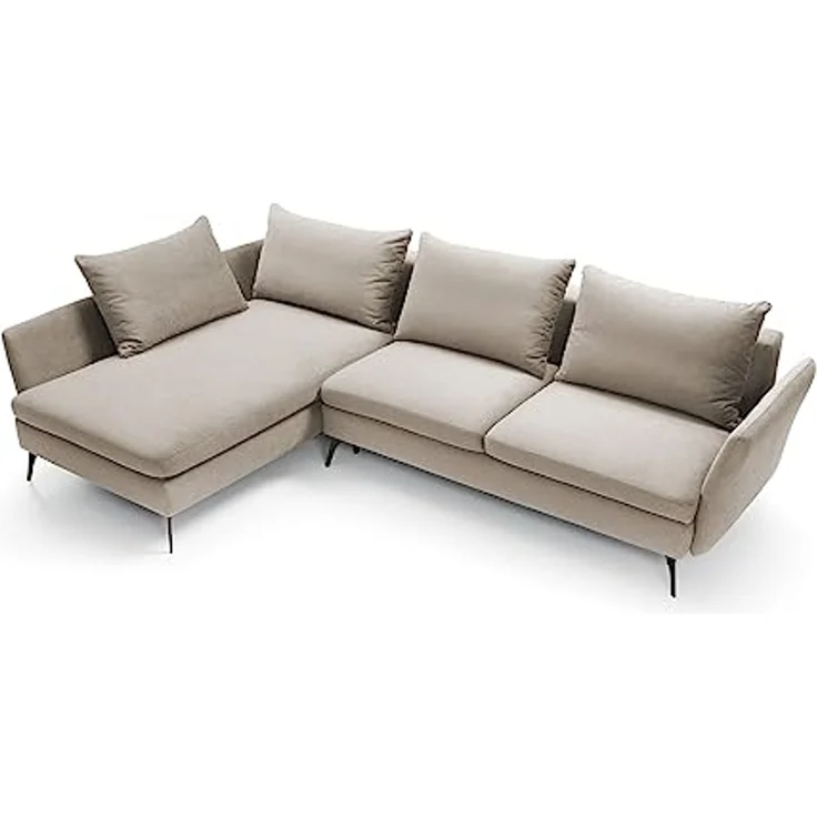 Ecksofa DEMISBAL mit Schlaffunktion, Bettkasten, Beige, rechtsseitig – Bild 3