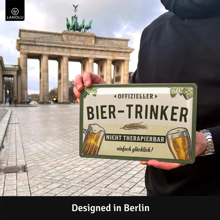 LANOLU Blechschild Bier trinker - 20x30cm – Metall – Mehrfarbig – 20130 – Bild 2