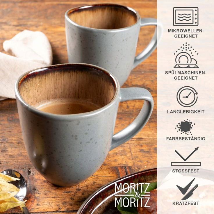 Moritz & Moritz ORGANIC 6tlg. reaktiv amber Tassen Set – Bild 4