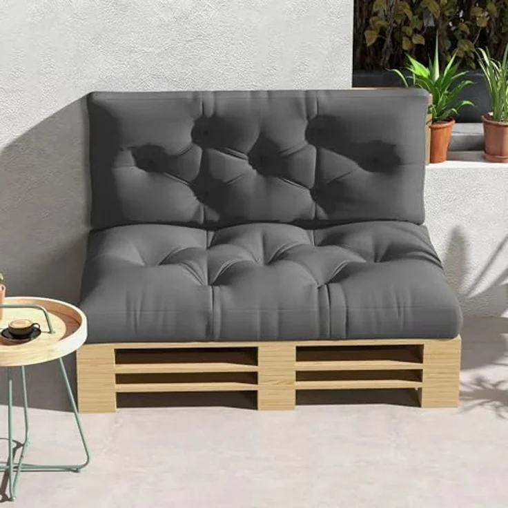 Outsunny Sitzkissen Palettenkissen 2 teilige Bankauflage mit UV-Schutz, für Palettensofa, Balkon, Polyester, Dunkelgrau – Bild 7