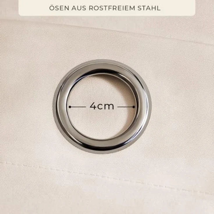 ROOM99 Outdoorvorhäng mit Ösen Garden Line 155x270 cm Breite x Höhe Outdoor Vorhang wetterfest Wasserdicht Sichtschutz Sonnenschutz Gardinen Garten Winddicht Helle Creme, 1 Stück – Bild 5