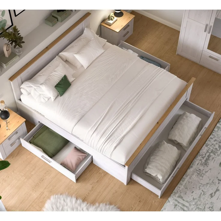 Schlafzimmer Set Mirano in weiß Lärche Landhaus Liegefläche 180 x 200 cm – Bild 3
