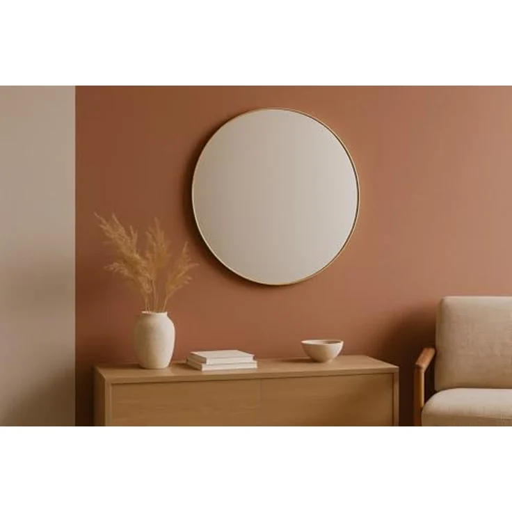 EDAXO Wandspiegel Runder Spiegel NOOR, Metallrahmen, Ø 80 cm, Hochwertiges Spiegelglas mit Splitterschutzfolie (PET) – Bild 5
