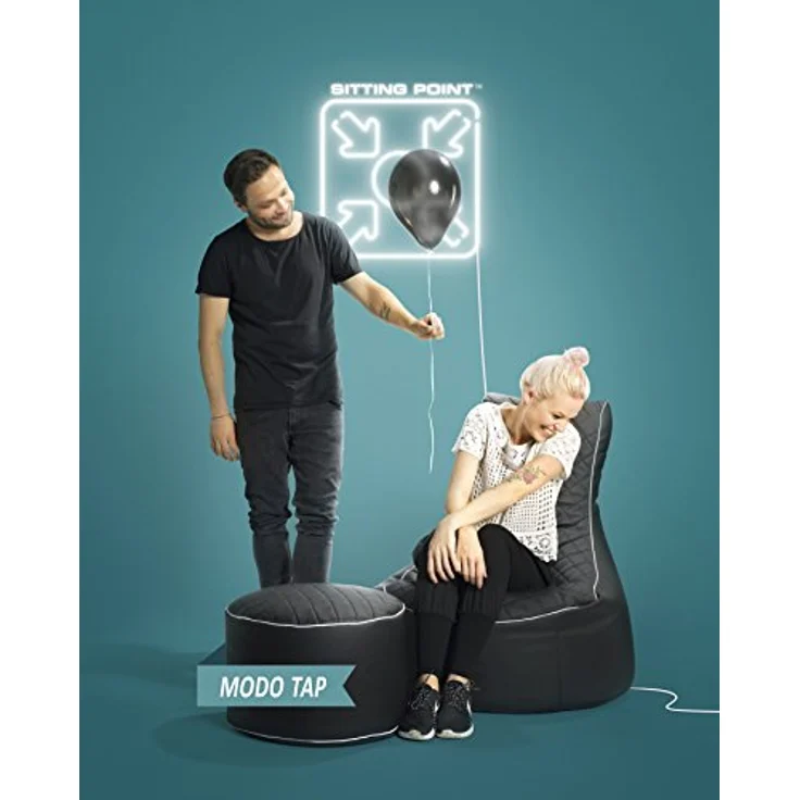 Sitting Point Hocker DotCom, 60 l Schwarz, mit waschbarem Kunstlederbezug und integrierter Seitentasche – Bild 4