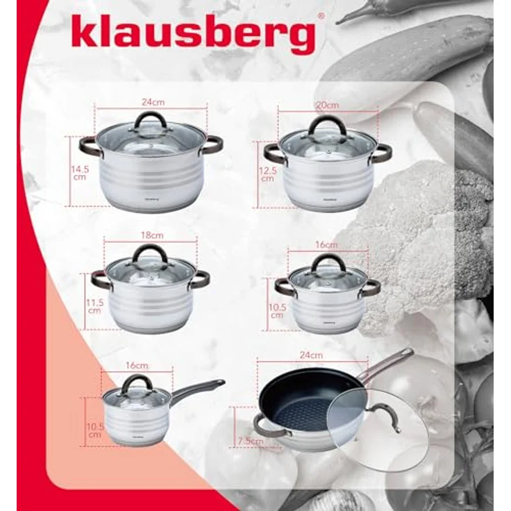 Klausberg Klausberg Stahltöpfe 12 Elemente 2,1l, 2,1l, 2,9l, 3,4l, 3,9l, 6,6l KB7702 – Bild 8
