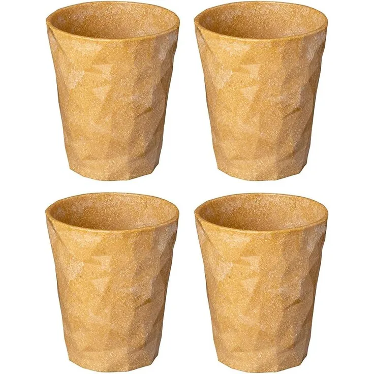 Koziol Becherset 4-tlg. Club S 2. 0, Trinkbecher, Kunststoff-Holz-Mix, Nature Wood, 250 ml, 7576702