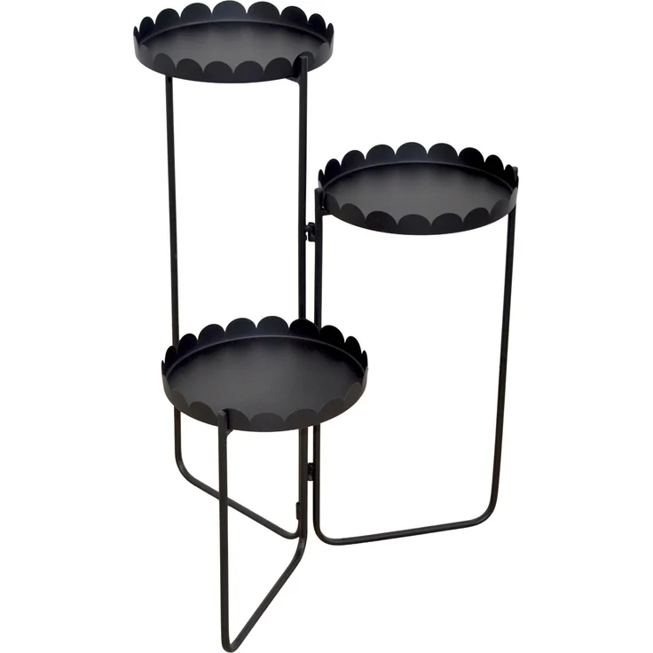 Blumenständer Metall Schwarz klappbar 70cm – Pflanzenständer 3 Ebenen Blumentreppe – Bild 3