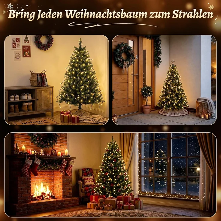 SALCAR 1,5m Weihnachtsbaum Lichterkette mit Ring und 8 Girlanden, 200er LED – Bild 8
