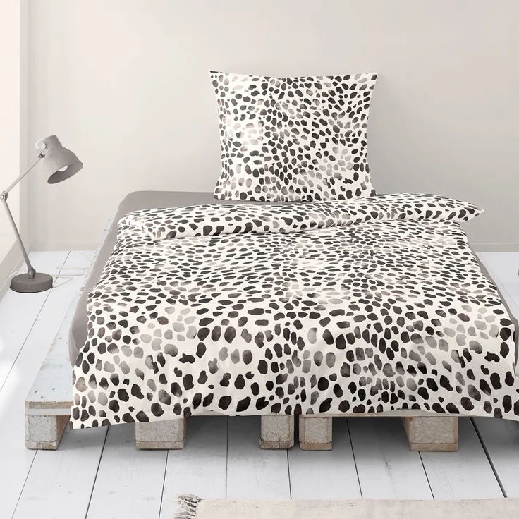 Bettwäsche Sympathica Mako Satin 4214-10 creme Leo Animalprint 155x220 – Bild 1