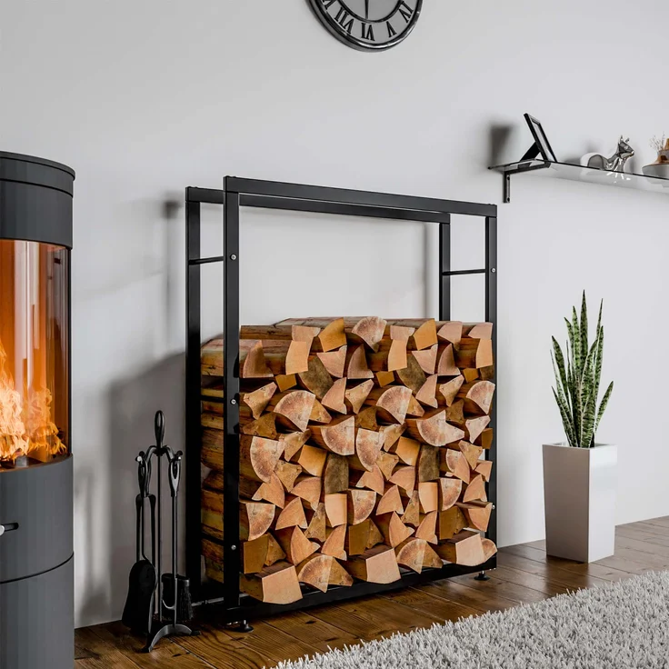 CLP Kaminholzständer Keri V2,schwarz 25x100x150 cm – Bild 3