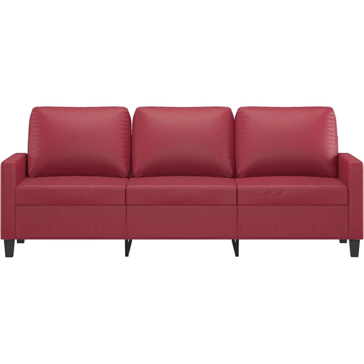 3-Sitzer Sofa, Couch 3 Sitzer Weinrot 180 cm Kunstleder – Bild 3