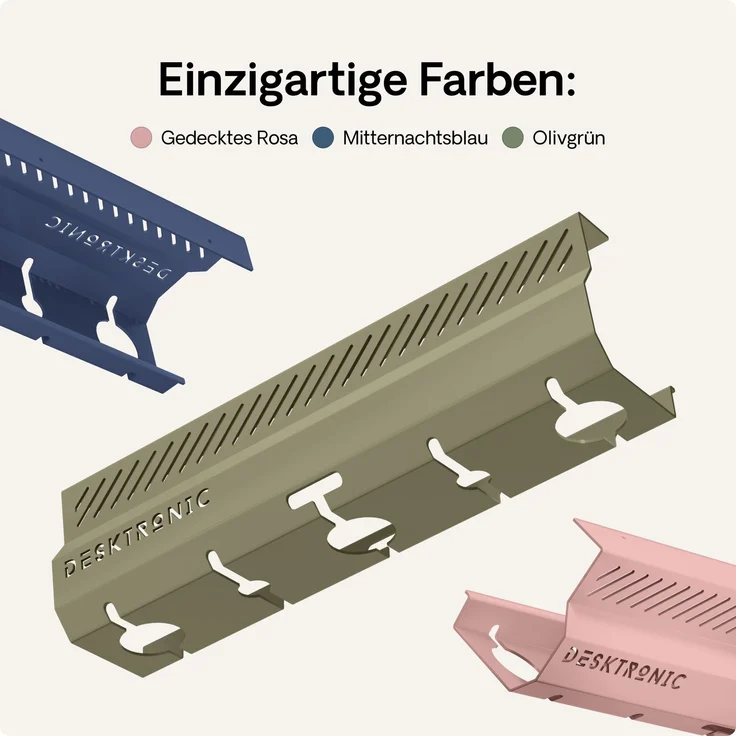 Desktronic Kabelkanal Schreibtisch, 2x43cm, Hochwertiger Stahl, Kabel Organizer für Kabelführung Grün – Bild 6