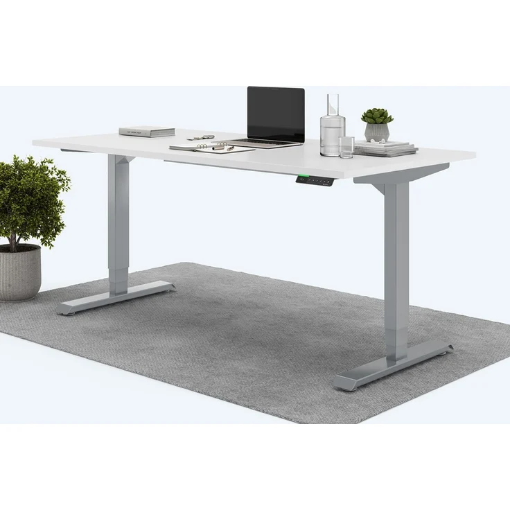 Desktopia Pro X - Elektrisch höhenverstellbarer Schreibtisch / Ergonomischer Tisch mit Memory-Funktion, Weiß, Gestell Grau, 180x80 cm – Bild 1