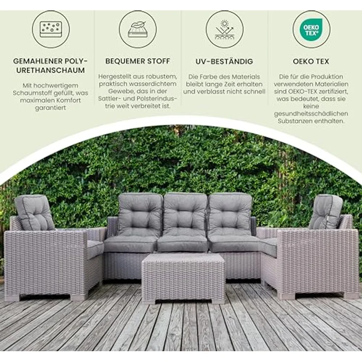 Bjird Bankauflage Venus 50 cm, 60 cm, 100 cm, 120 cm, 150 cm, 180 cm, (1 St), für Gartenbank und Hollywoodschaukel – Bild 8
