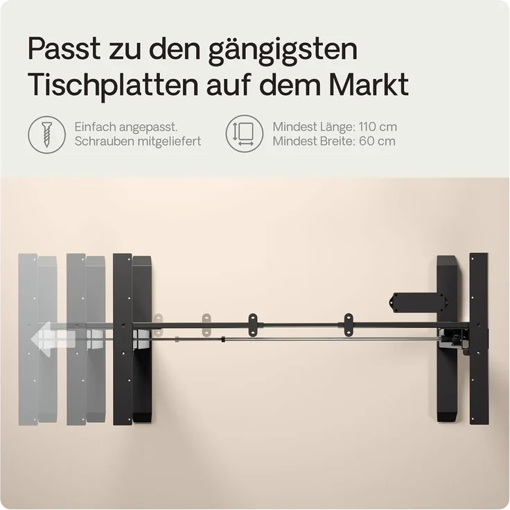 Desktronic Elektrisch Höhenverstellbarer Schreibtischgestell HomeOne, Schwarz, mit Memory-Funktion, Anti-Kollisions Technologie, USB-A und USB-C-Ladeanschlüssen – Bild 5