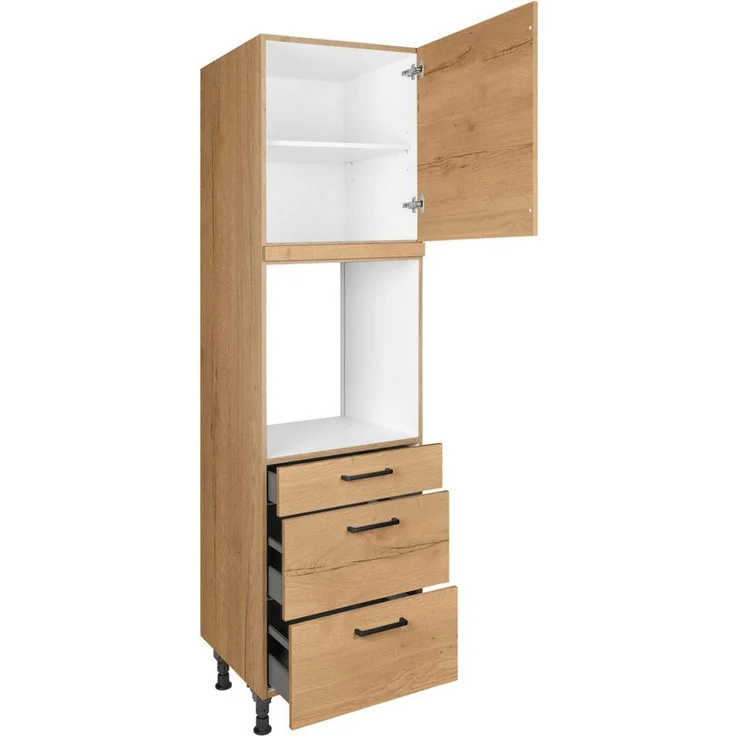 nobilia® Backofenumbauschrank "Structura", Ausrichtung wählbar, mit Schublade und zwei Auszügen und einer Tür, vormontiert, Breite/Höhe: 60/216,6 cm – Bild 2