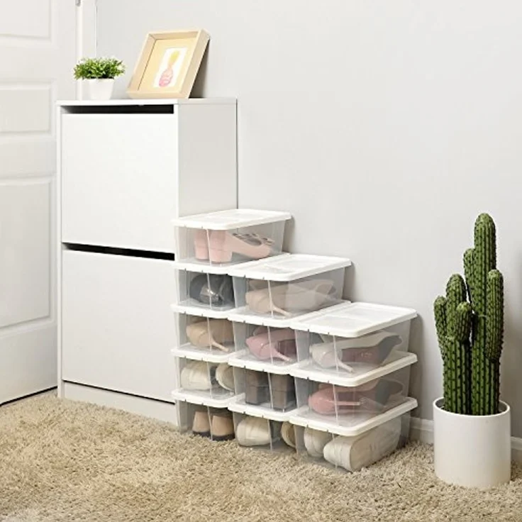 Songmics 12er Set Schuhboxen mit Deckel, Kunststoff Transparent, 35 x 20 x 12,5 cm – Bild 5