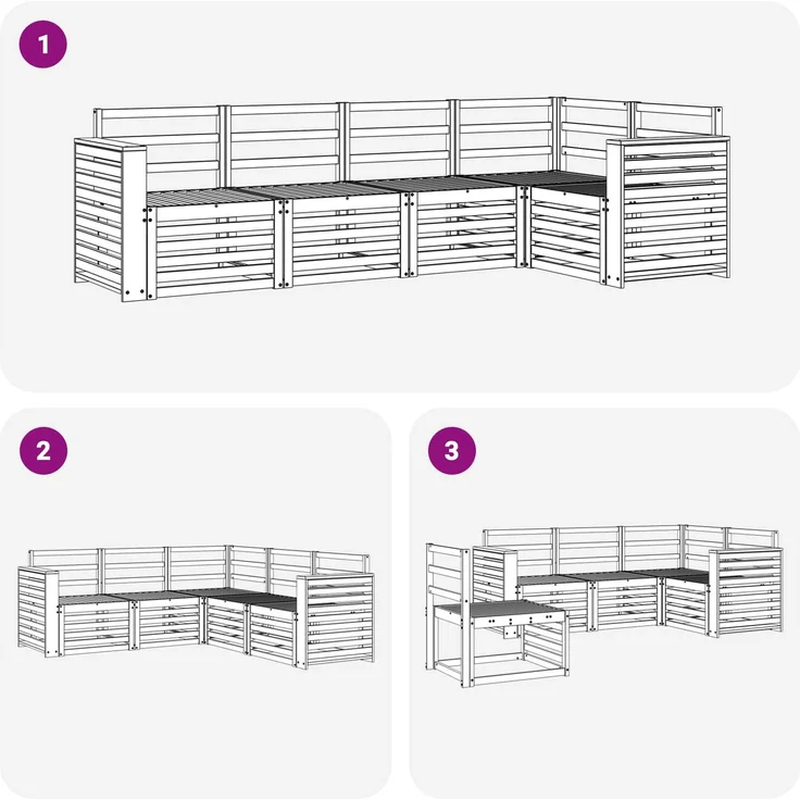 vidaXL Outdoor-Sofagarnitur 5 stk. 5-Sitzer Weiß Massivholz Akazie 3391839 – Bild 6