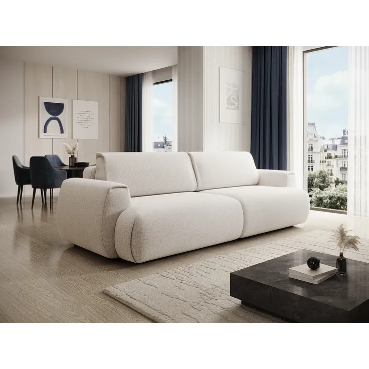 Vente-unique - MONELIA Sofa Stoff Weiß - B 106 cm x H 81 cm x L 260 cm