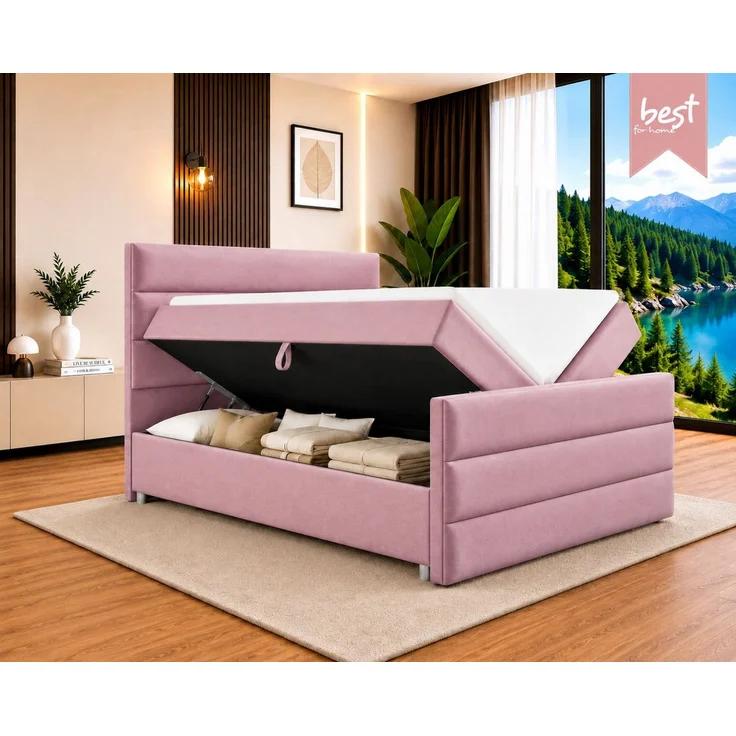 Best for Home Boxspringbett Trinity K-1 LUX – Modern Boxspringbett mit Stauraum & Komfort (Boxspringbett-Set, 1-St, Komplettes Boxspringbett-Set inklusive Matratze und Topper), Ergonomischer Schlafkomfort, großer Stauraum – Bild 2