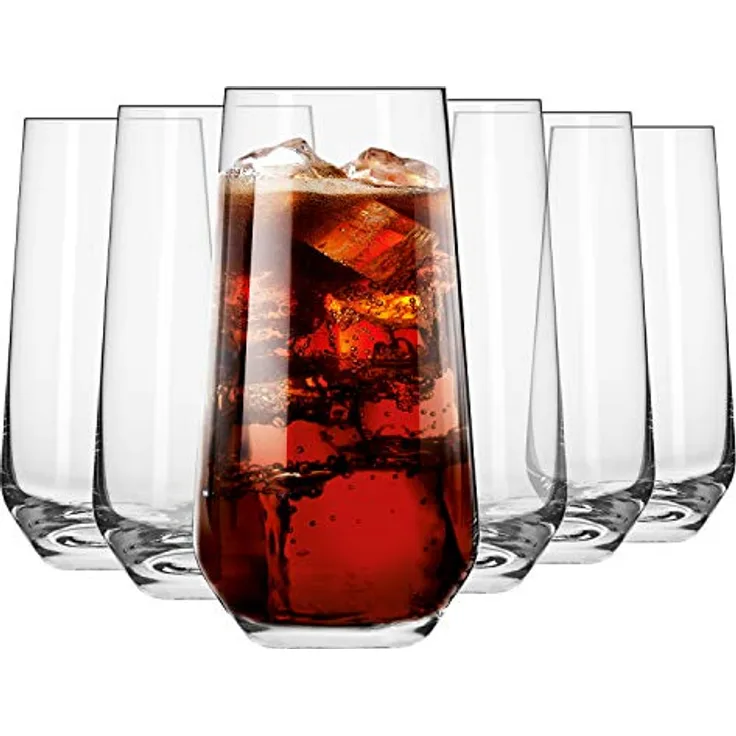 Krosno Wassergläser Longdrinkgläser Trinkgläser | Set von 6 | 480 ML | Splendour Kollektion | Perfekt für zu Hause, Restaurants und Partys | Spülmaschinenfest