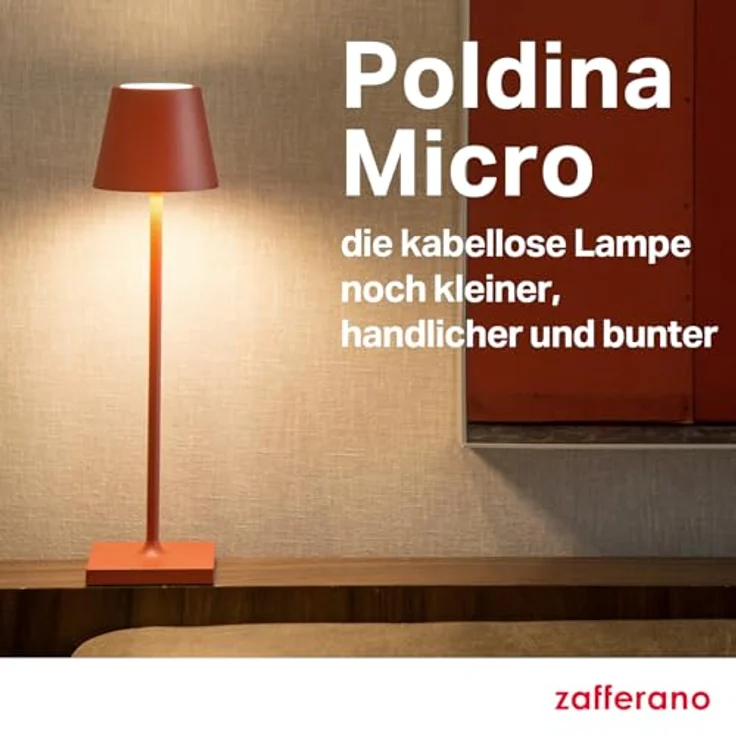 Zafferano, Poldina Micro Lampe, Kabellose, Wiederaufladbare Tischlampe mit Touch Control, Geeignet für Wohnzimmer und Außenbereich, Dimmer, 2200-3000 K, Höhe 27,5 cm, Farbe Salbeigrün – Bild 10