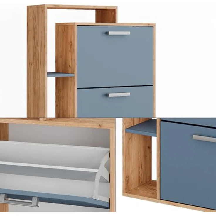 Vicco Orlando Schuhkipper, Eiche Wotan, 4 Fächer, Holzwerkstoff, rechteckig, 80x166.1x24.2 cm, Garderobe, Schuhaufbewahrung – Bild 5
