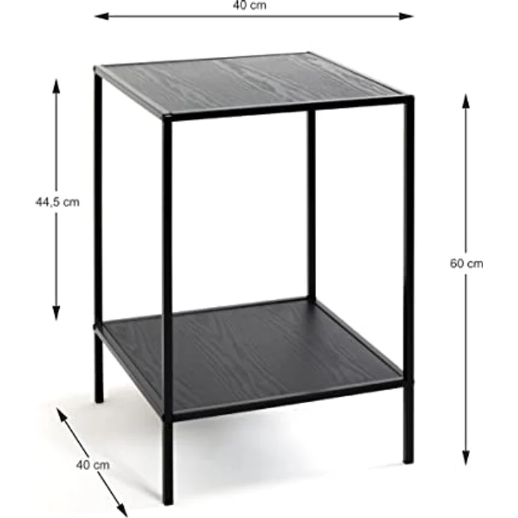 HAKU Möbel Beistelltisch schwarz, MDF, Stahlrohr - Maße: B 40 cm x H 60 cm x T 40 cm, Style: Modern – Bild 4