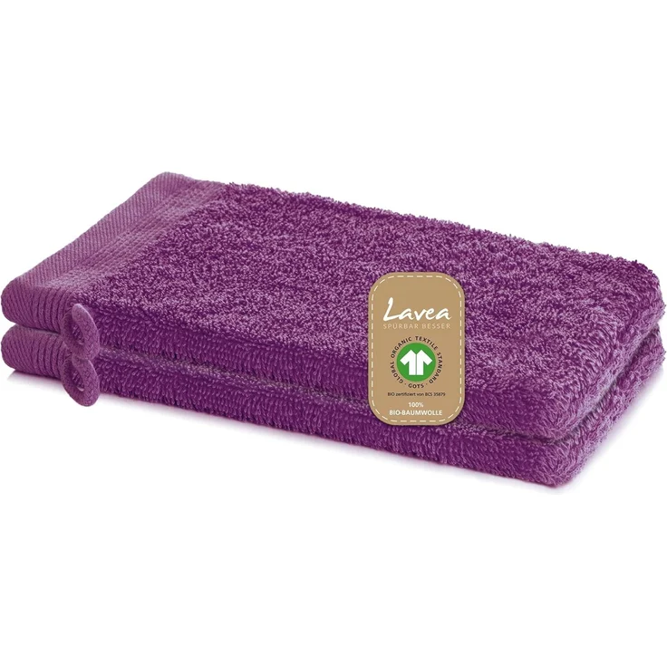 Lavea Waschhandschuh Bali, 16x22cm aus 100% Bio-Baumwolle, einzigartig weiche Waschhandschuhe mit Aufhänger (Set, 2-St), hochwertige und nachhaltige Premium Waschlappen - schonende Reinigung – Bild 1