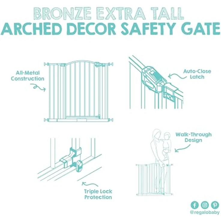 Regalo Arched Decore Easy Step Extra Tall Baby Gate – Bild 8