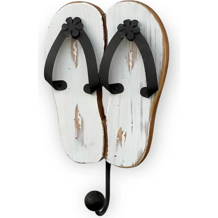 Wandgarderobe Sandalen Holz Metall Weiß Handtuchhalter MR82 Garderobenhaken Garderobe Wand Handtuchhaken Vintage Einzeln – Bild 5