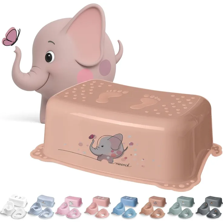 DOCARI Kinder Tritthocker Mädchen Pfirsich ab 18 Monate - Kinderhocker stabil rutschfest kindersicher - Kindertritt für Waschbecken Toilette Bad Küche - Badezimmer Hocker Kind Badhocker