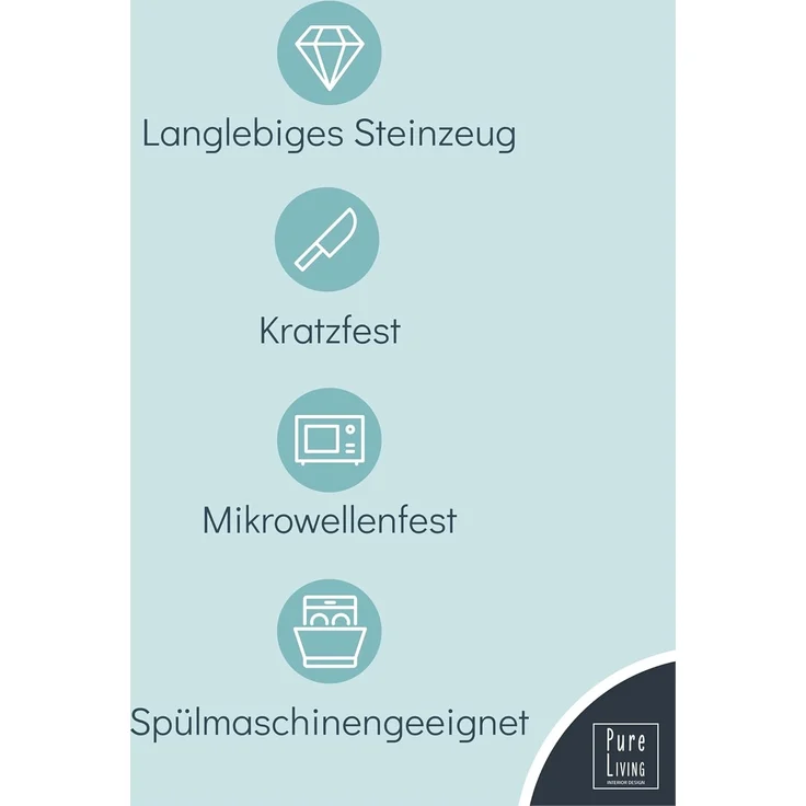 Steingut Geschirrset 4 Personen Manhattan 12 tlg. TESTSIEGER, Cooles Urbanes Steingut Geschirr Set, Schüssel- und Teller Set, Tafelservice 4 Personen, Geschirrsets Pure Living in matt Schwarz – Bild 5