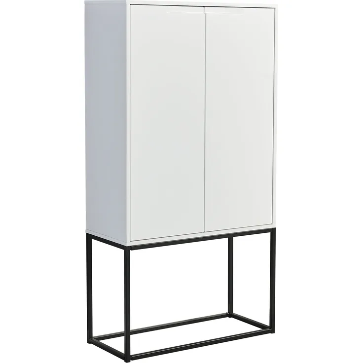 Barschrank >Bar 3< 10 Fächer, Halterung für Weingläser, Weiß matt - 79x156x38cm (B/H/T)