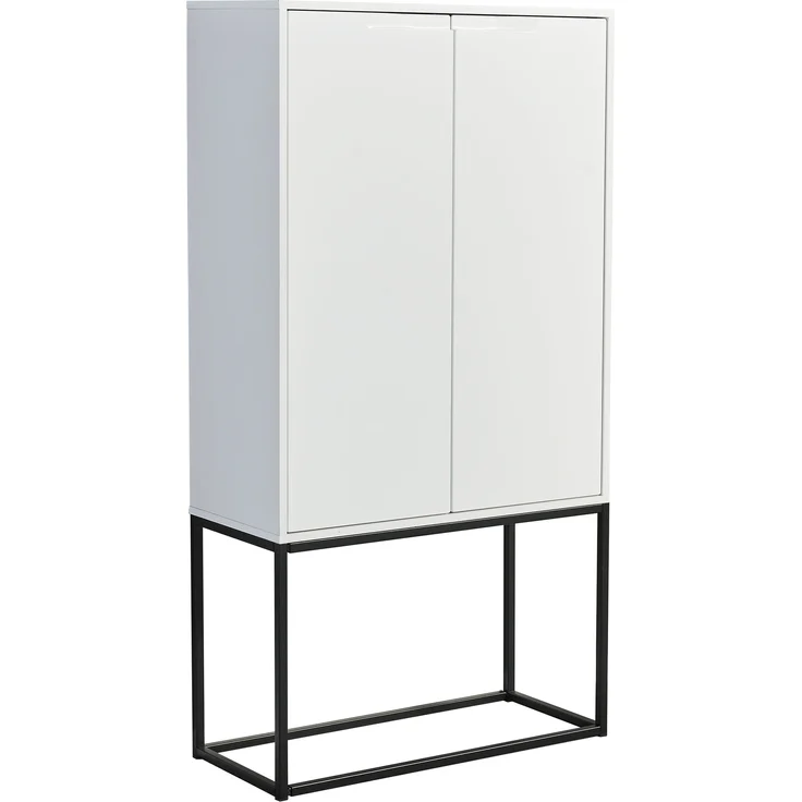 Barschrank >Bar 3< 10 Fächer, Halterung für Weingläser, Weiß matt - 79x156x38cm (B/H/T) – Bild 1