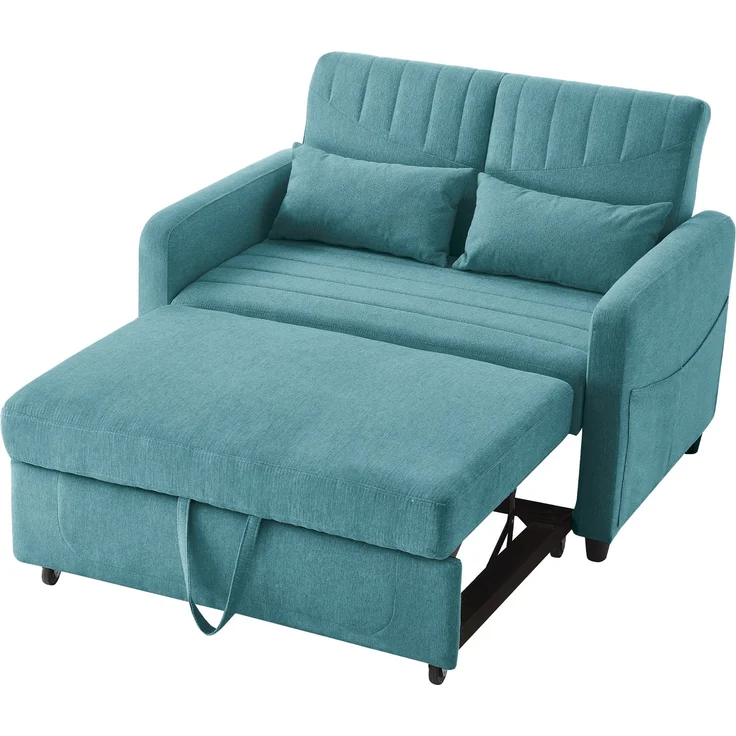 ZUBALIYA Sofa 166x95 cm, mit Ausziehbett, mit breiten Armlehnen, mit Schaumstoffpolsterung, ohne aufwendige Montage, Natur – Bild 10