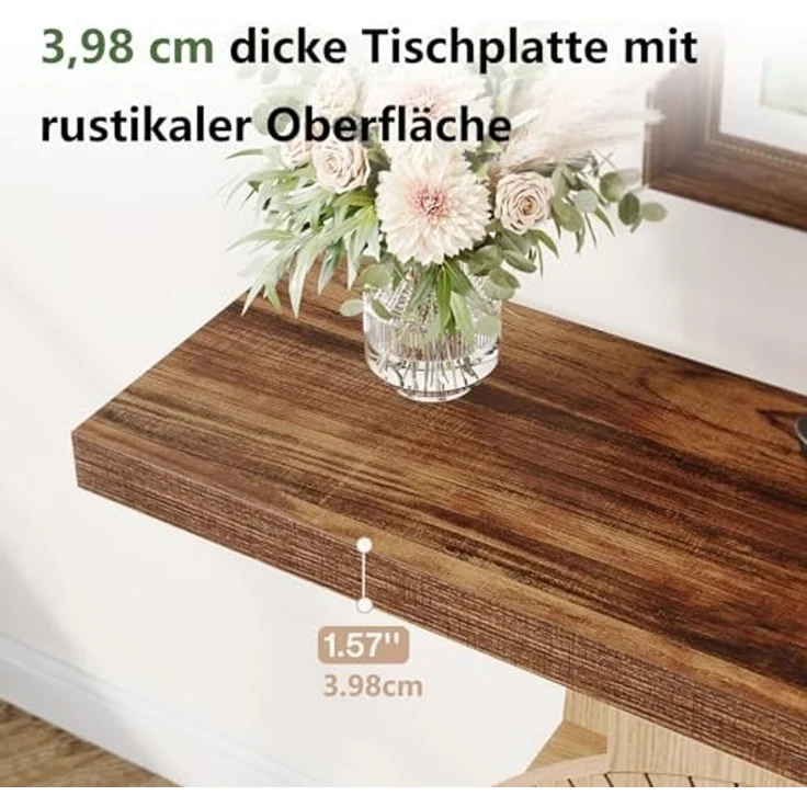 LITTLE TREE Konsolentisch mit 3 Regalen, 100 cm Landhausstil Flurtisch – Massivholz Eingangstisch mit Stauraum für Wohnzimmer, Flur & Schlafzimmer – Bild 7