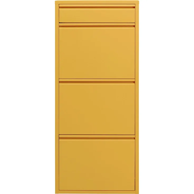 Kare Design Schuhschrank Caruso 3+1, Gelb, schmal, platzsparend, 119 x 50 x 15 cm, mit Schlüsselfach, Schuhkipper, Stahl, mit Platz für 6 Paar Schuhe, Flur