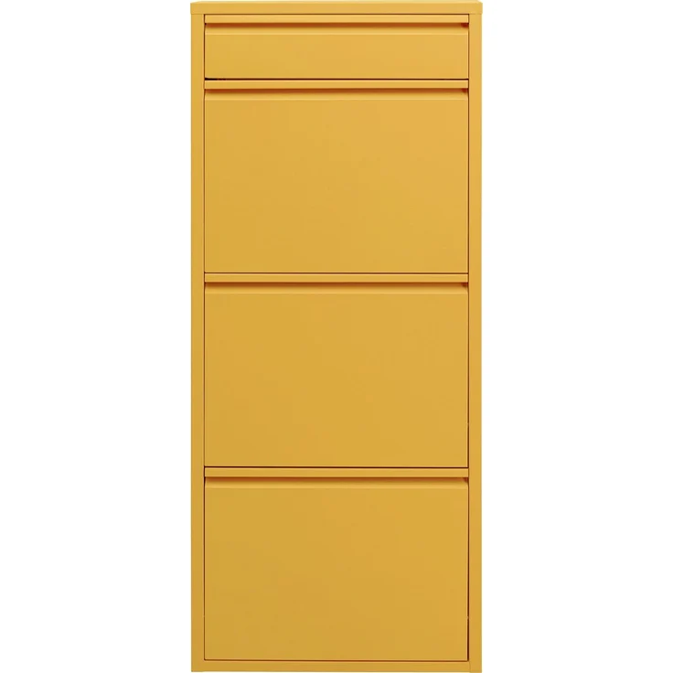 Kare Design Schuhschrank Caruso 3+1, Gelb, schmal, platzsparend, 119 x 50 x 15 cm, mit Schlüsselfach, Schuhkipper, Stahl, mit Platz für 6 Paar Schuhe, Flur