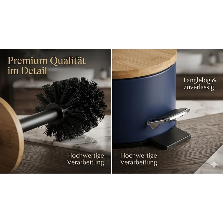 LikeKa Badaccessoire-Set 2 teilig Toilettenbürste und Kosmetikeimer matt mit Absenkautomatik – Bild 4