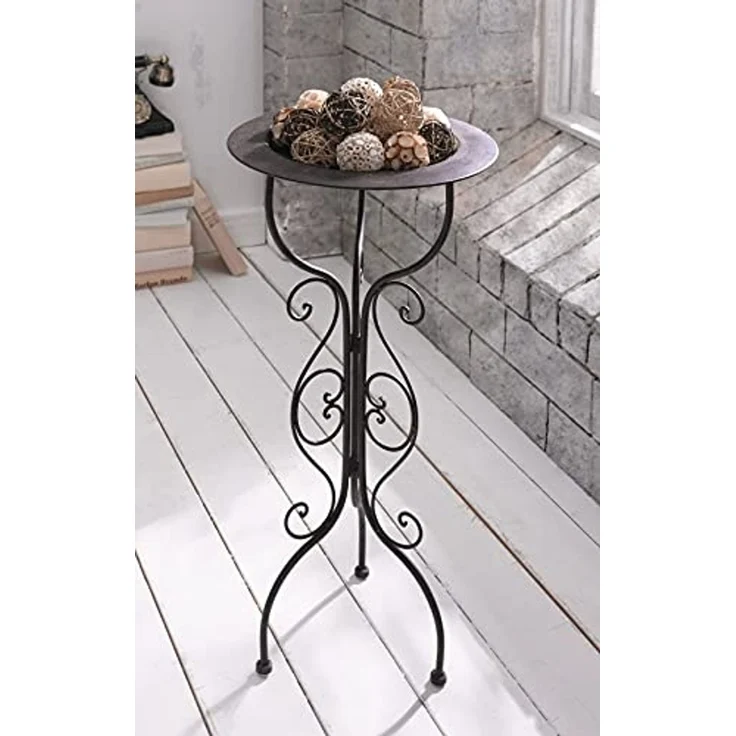 Dekoleidenschaft Beistelltisch "Country-Style" Ständer aus Metall, schwarz, mit abnehmbarem Tablett, Dekoständer, Blumenständer, Deko Pflanzenständer, Dekoschale, Teetisch – Bild 6