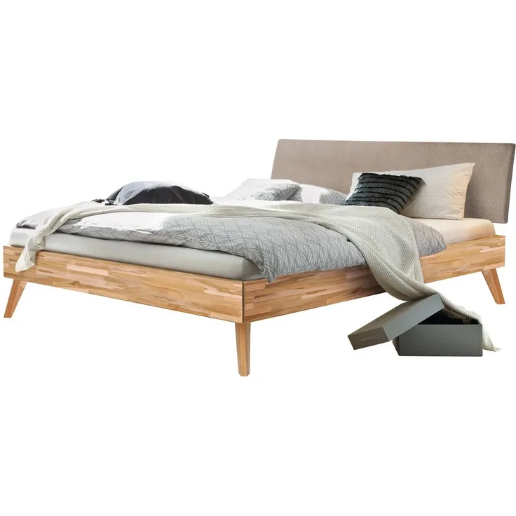 Hasena Massivholzbett Pesaro Kernbuche natur mit Sand-Polster 140x210 cm, Komforthöhe 25 cm