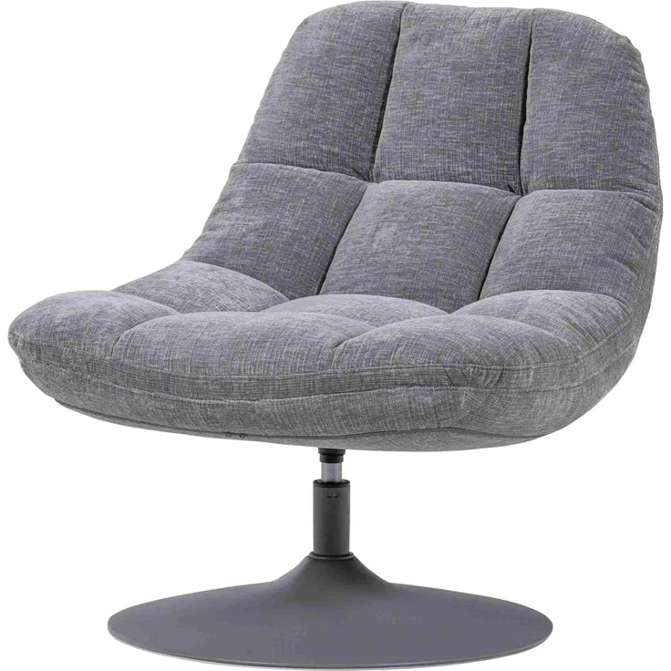 Drehsessel Elvi aus Chenille-Stoff, moderner Relaxsessel mit 360 Grad Drehfunktion, hellgrau