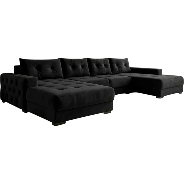 Ecksofa MODENA 320 cm x 185 cm – Stoff: CASABLANCA Schwarz 16 Farbe: Schwarz – Bild 4