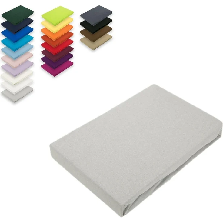 Topper Jersey Spannbettlaken 180x200 cm Silber – Bild 1