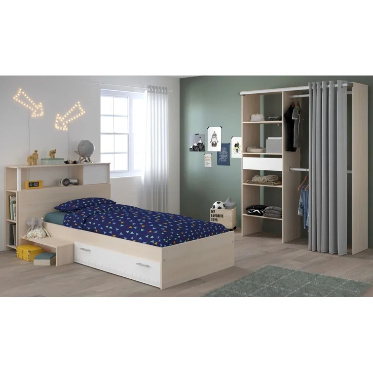 Parisot Kinderzimmer Charly in Akazie und weiß Jugendzimmer Set 3-tlg.