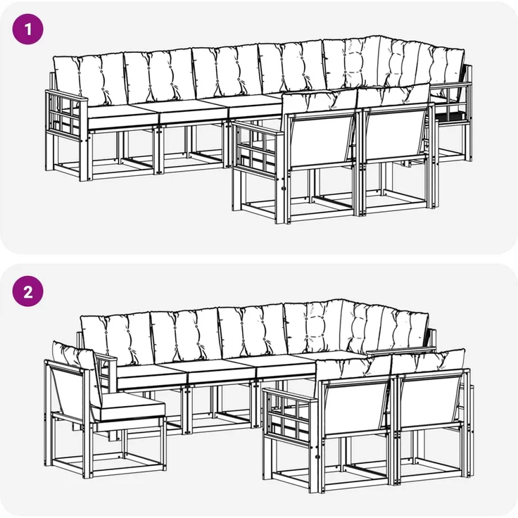 vidaXL Outdoor-Sofagarnitur 8 stk. Weiß und Beige 3389603 – Bild 8