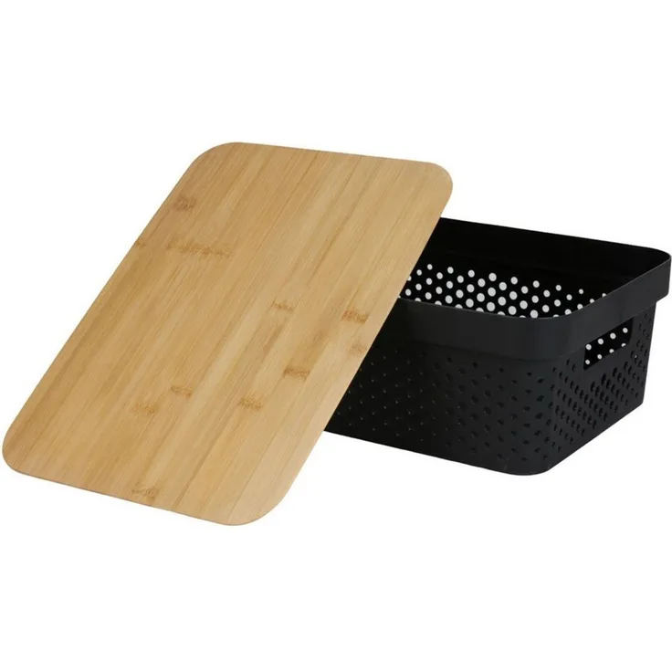 Aufbewahrungsbox mit Bambusdeckel 11L Aufbewahrungskiste Allzweckbox Dekoration
