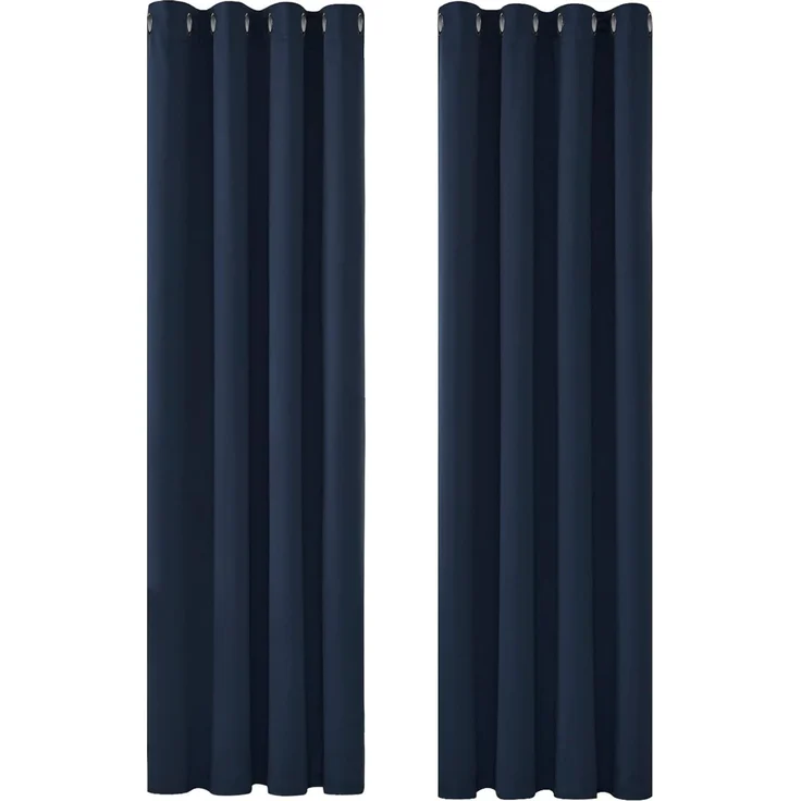 Deconovo Blickdicht Verdunkelungsvorhang Ösen Gardinen Thermovorhang Kälteschutz Thermo gegen Kälte Thermogardine Hitzeschutz, 290x140 cm(HöhexBreite), Dunkelblau, 2er Set – Bild 1