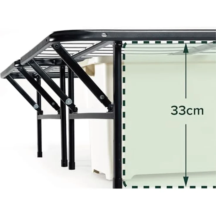 Zinus SmartBase Klappbett 160x190 cm – Höhe 35 cm – ideal als Gästebett – mit Stauraum unter dem Bett – Metallbett – Schwarz – Bild 7